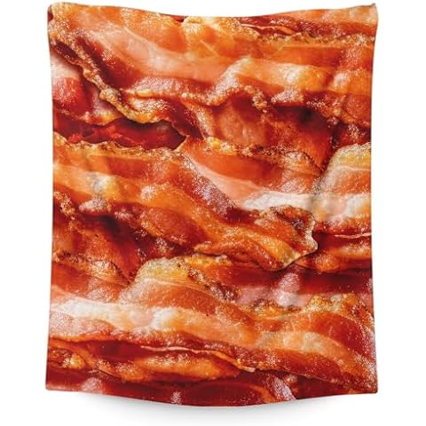 IWANGIFT Funny Blanket Gifts for Girls Boys, Cute Bacon Throw Blankets for Sofa Couch, 50 * 60 Inch Cozy Fuzzy Realistic Interesting Throws for Kids Teens Cover