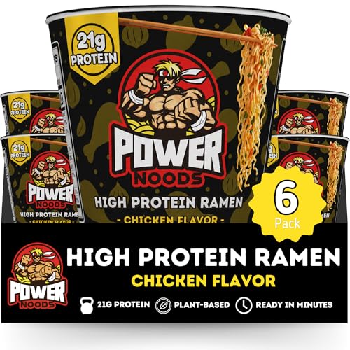 Image of Power Noods High Protein Ramen Noodles - 6 or 12 Pack | Protein Ramen Cups for Lunch or Dinner | Better for You Plant-Based Instant Meal