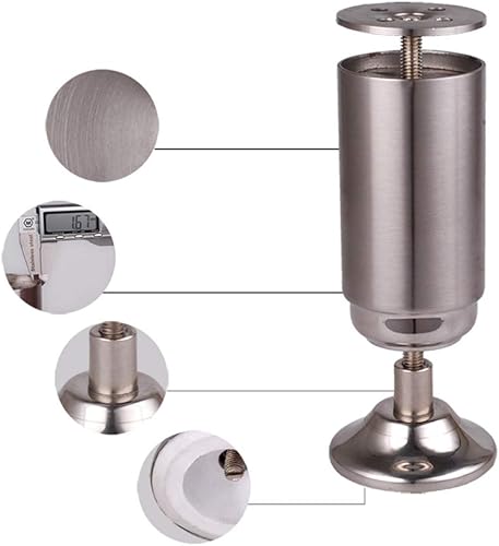 Miniatura 3 de 4 patas de metal ajustables para muebles, patas de sofá de acero inoxidable, armarios de repuesto para bricolaje, almohadilla inferior de goma, tubo