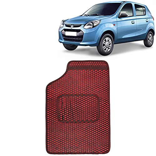 Image of Kingsway Dotted Design Car Floor Foot Mats Universal Fit for Maruti Suzuki Alto, Model Year : 2012 Onwards, Water and Dustproof, Color Red, Set of 5 Pieces
