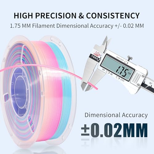 Image of RAMBERY Rainbow Silk PLA 3D Printer Filament Shiny Fast Color Change PLA Filament Neatly Wound 3D Printing Filament, 1.75mm 1kg(2.2lb)