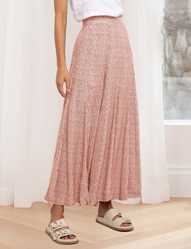 Women High Wasited Casual Pants Wide Leg Elasticised Waist Petal Print Trendy Trousers3