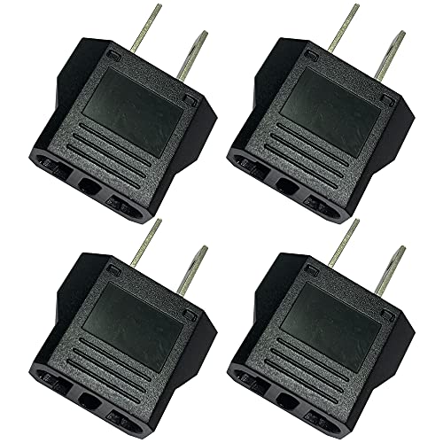 Europe to US Plug Adapter, AOGITKE European to USA Adapter, American Outlet Plug Adapter, EU to US Adapter, Europe to USA Travel Plug Converter Adaptor -Black ( 4 Pack )