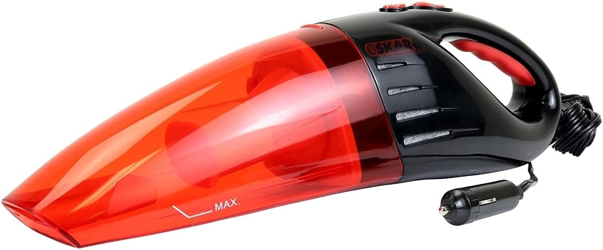 Koolatron Oskar 12V Handheld Vacuum with 3 Piece Accessory Kit, Red and Black, for Wet or Dry Pickup, 11.5 ft / 3.5 m Cord, Vehicle Vacuum, Interior Detailing for Car, Truck, Van, SUV