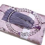 永善念珠屋 数珠 女性用 水晶 藤雲石 西陣織 金襴 数珠袋 念珠 念数珠 葬式 葬儀 お通夜 墓参り お盆 法事 法要 念誦 告別式 念珠 お数珠 数珠入れ 略式じゅず 女性