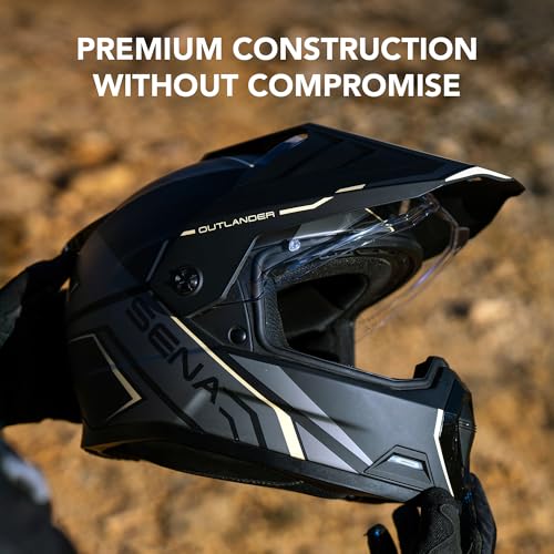 Image of Sena Outlander Dual Sport Bluetooth Smart Motorcycle Helmet with Sound by Harman Kardon, and Mesh and Wave Intercom Communication (Matte Black, XL)