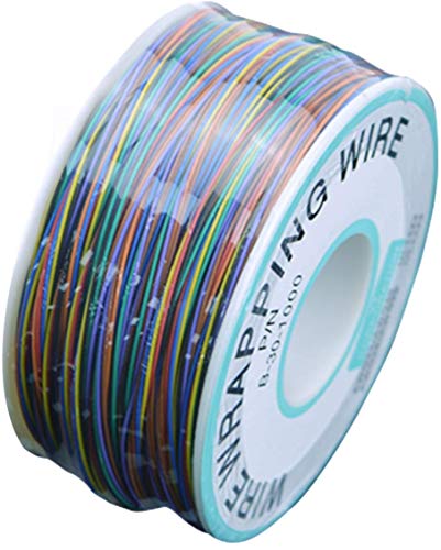 RilexAwhile 0.25mm Red Yellow Blue Green White Black Purple Tin-Plated Copper Wire-Wrapping Wire 30AWG 305M /1000ft
