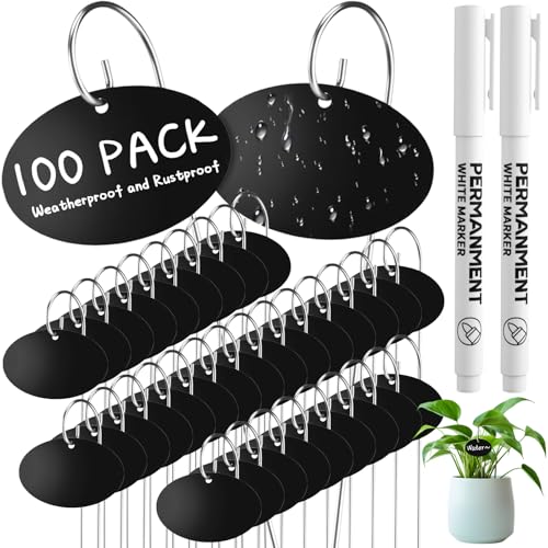 Novabright 200 Pcs Black Acrylic Plant Labels with Support Stakes