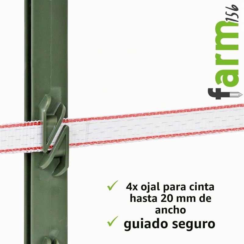 VOSS.farming 40x Poste para Pastor eléctrico “Farm 156”, Largo 156cm, 11 Ojales, Verde