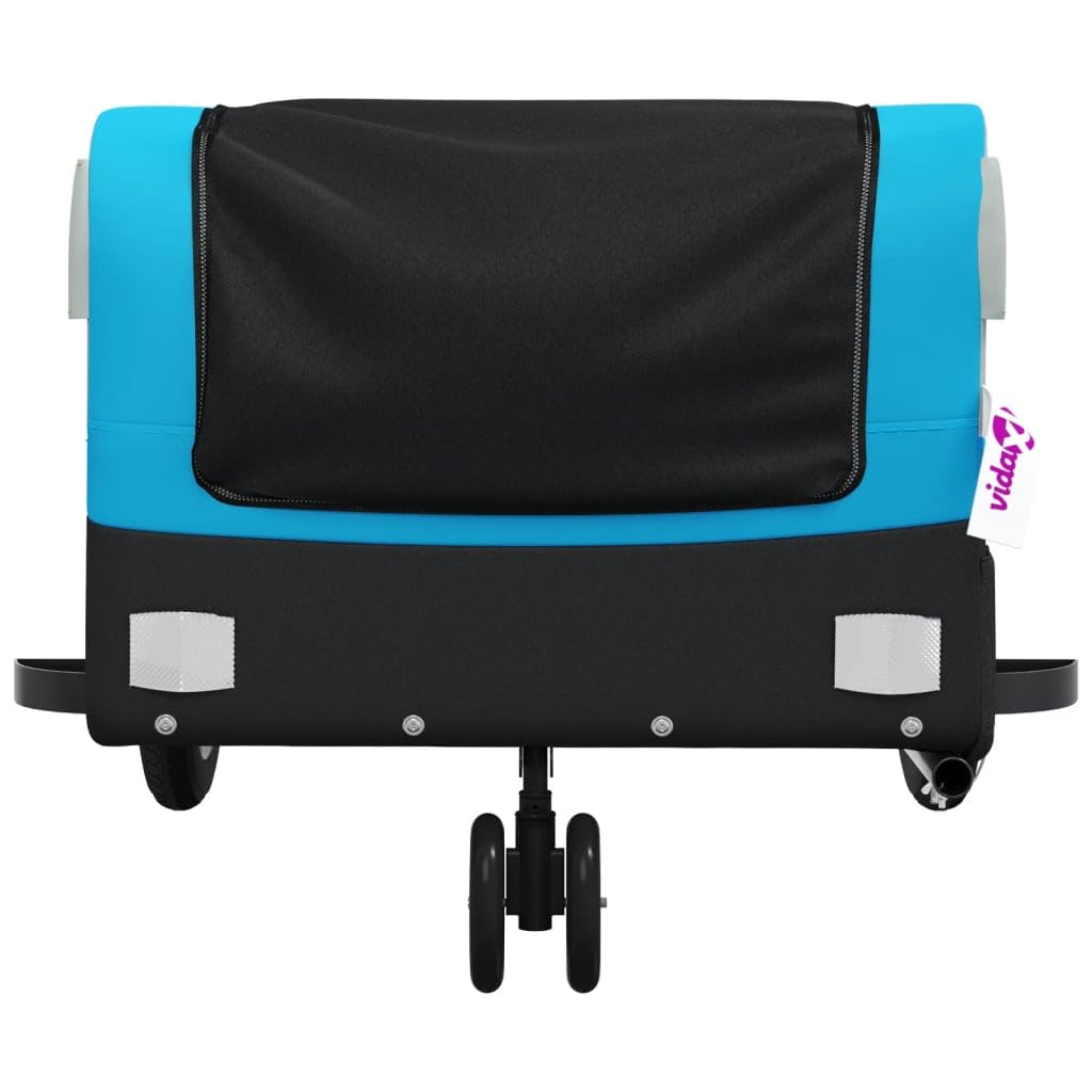 Fahrradanhänger Schwarz aus Eisen mit Tragkraft, x 52,5 x 42, mit Sicherheitsflagge, faltbar für Transport von Gepäck, Lasten, Hunde, Kinder, Outdoor und Alltag