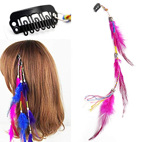 Feather Headband Hippie Indian Boho Hair Hoop Tassel Bohemian Headdress Headwear Headpiece Women Girls Kids Crown Hairband Hair Bands Party Decoration Cosplay Costume Handmade Hair Accessories 6 Pack #TOP3
