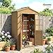 Outsunny Gartenschrank Holz Geräteschuppen mit Ablage Acrylfenstern Abschließbar Tür Bodenplatte Asphalt-Dach Belüftungspaneel 128x57,5x197cm Geräteschrank Gerätehaus für Garten Terrasse Hellbraun