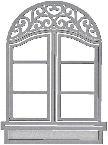 Marco de ventana de corte de metal troquelado castillo plantillas de bricolaje para álbumes de recortes, tarjetas de papel en relieve, álbum