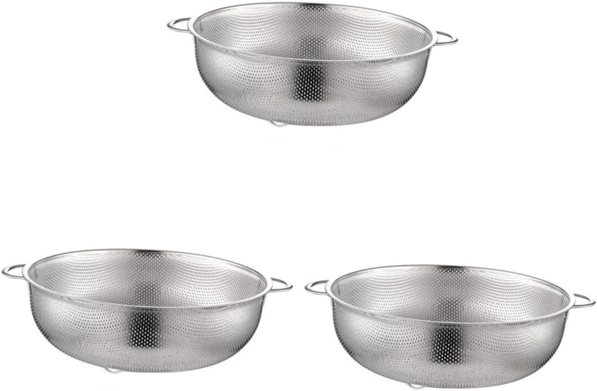 Ciieeo 3pcs Stainless Steel Drain Basket Multi-purpose Sieve for Fruits Vegetables Diameter Drainage Storage for Home Kitchen Silver