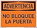 Vestil SI-W-10-B-PS-040-S DO NOT BLOCK DOOR/NO BLOQUEE LA PUERTA Warning Sign, Polystyrene, 0.040" Overall Size, 12.5" W x 9.5" H