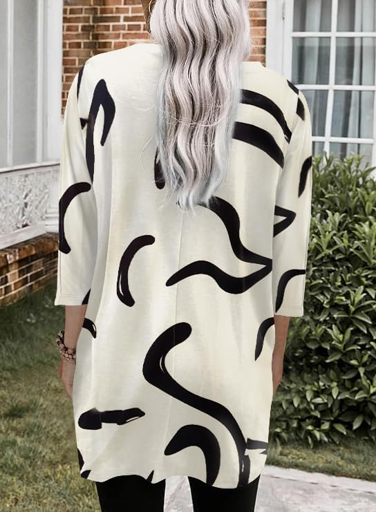 Poetsky Womens 3/4 Sleeve Tunics or Tops to Wear with Leggings Long Shirts Blouses with Pockets S-3XL - Image 2