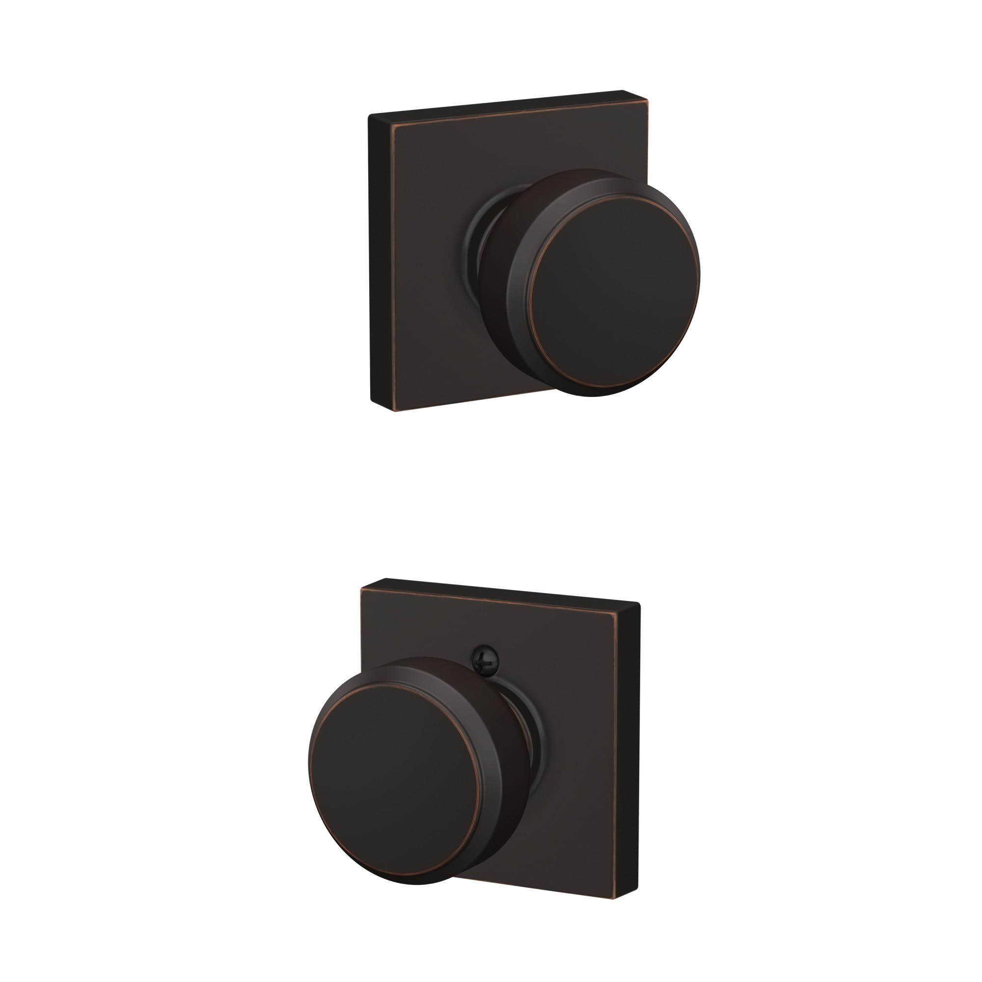 SCHLAGE F10 BWE 716 COL Bowery Knob with Collins Trim Hall & Closet Passage Door Lock, Aged Bronze