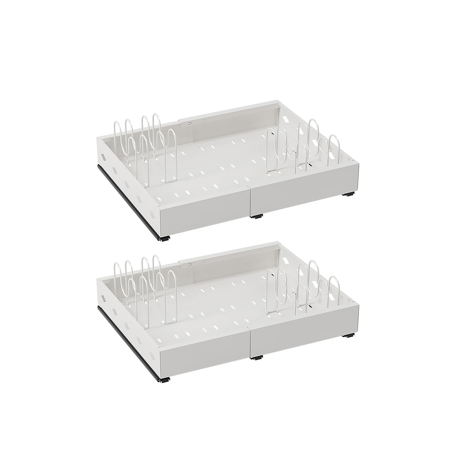 VOLTICO Expandable Pull Out Drawer for Kitchen Cupboards Sliding Storage Organiser with Smooth Rail System Adjustable Slide-Out Drawer for Base Cabinets and Cupboards (2)