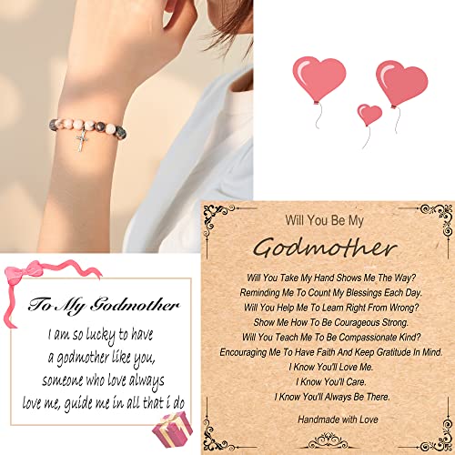 Godmother/Godfather Gifts, Natural Stone Cross Bracelet for Godparents/Godmother Godfather Proposal2