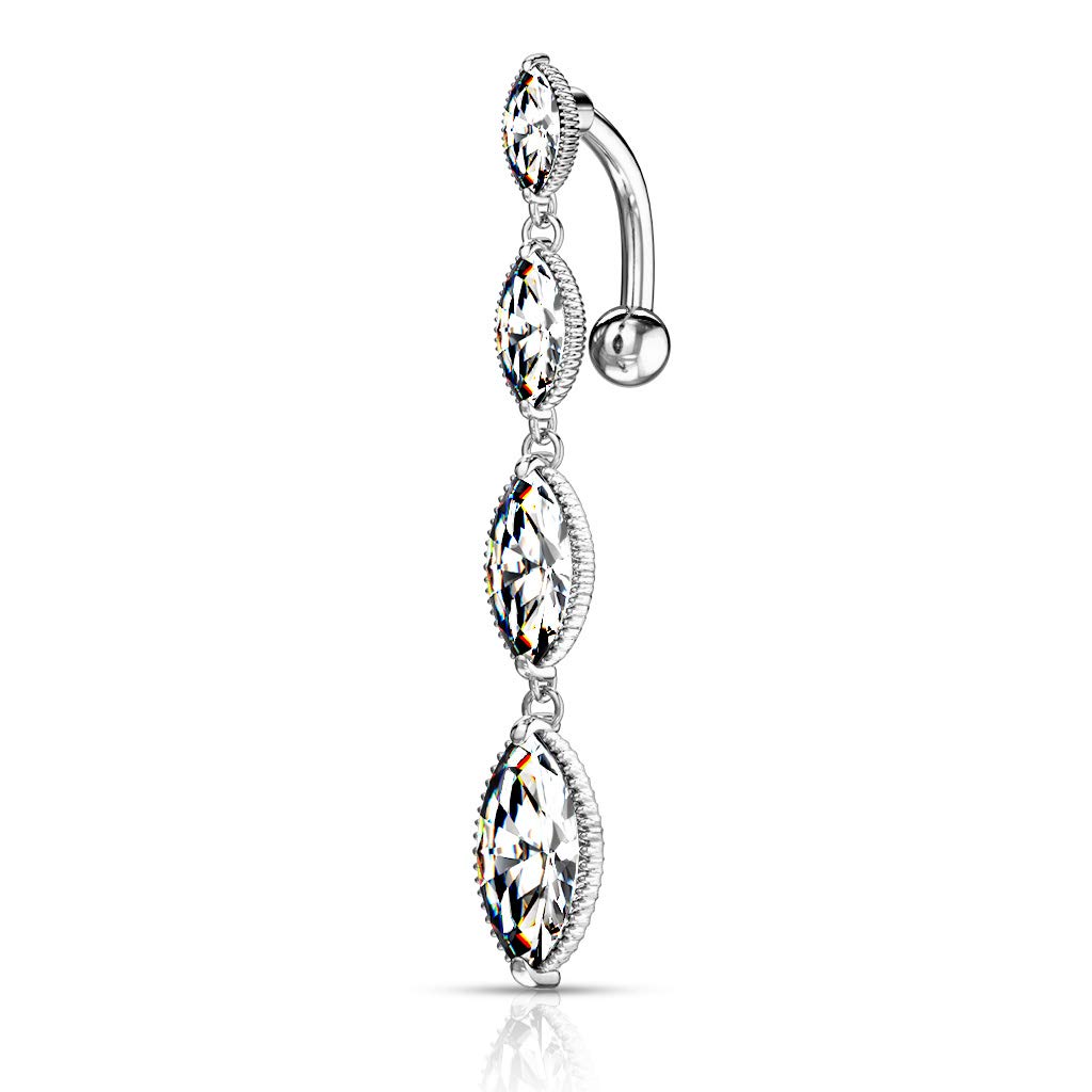 Piercing Nombril Tata Gisèle - Acier Chirurgical 316L Et Bioflex - Spécial Femme Enceinte - Cœur Zirconium - 25 Mm