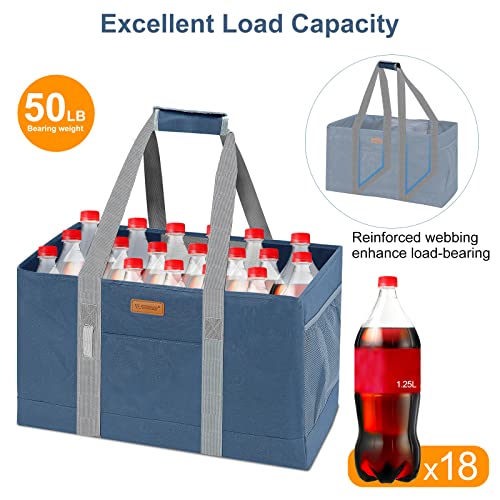 Utility Tote Bag, Extra Large Tote Bag, Kitchen Reusable Grocery Bags, Utility Tote Shopping Bags for Groceries, Storage, Picnic, Beach, Laundry, Pool (DarkBlue)