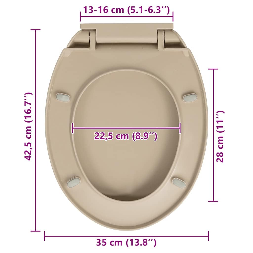 vidaXL Tapa y Asiento de Váter con Cierre Suave Ovalada Inodoro Retrete con Desmontaje Rápido de Diseño Ergonómico Fácil de Limpieza Beige