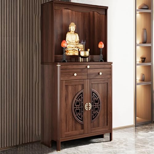 Personal Shrine Altar Table, Wood Buddhist Altar Cabinet, Meditation Prayer
