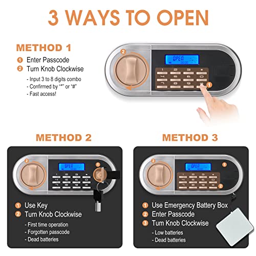 Home Safe Fireproof Waterproof, Digital Security Safe Box with Combination Lock and Removable Shelf, Fireproof Document Safe for Home Money Firearm Medicines (25MD-6)