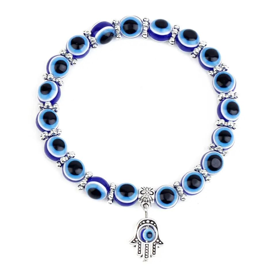 Amaal Evil Eye Bracelet For Women ladies Nazaria Adjustable Kada for Girls Bangle Jwellery Nazar stylish Friendship Band Silver black blue for Anniversary Birthday Gift for Girlfriend Wife Mother 298