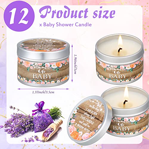 Funtery 12 Pieces Baby Shower Favors For Guests Lavender Scented Candles Gifts For Women Girl Floral Baby Shower Candles Rustic Tea Light Candles For Guests Gender Reveal Birthday Decorations #TOP1