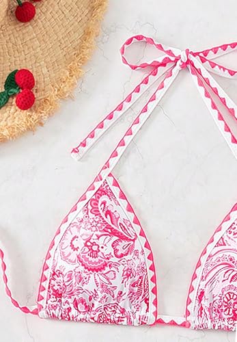 Image of BYFINECANY Women's Floral Printed Bathing Suit Halter Paisley Summer Swimsuit Bikinis Set