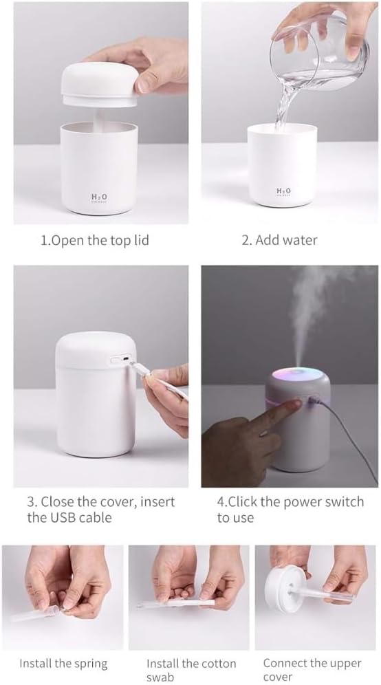 LED Light Portable Mini Humidifier, 3 Colors Available, USB Powered