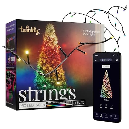 Twinkly STRINGS Special Edition Smarte Lichterkette 250 LEDs RGB+W, Gen II, Kabel schwarz 20m, IoT & Razer Chroma, IP44, Amazon Alexa, Google Assistant, DE-Netzstecker