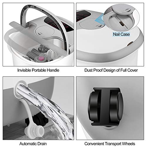 ACEVIVI Foot Spa Bath Massager with Heat, Bubble Jets, Motorized Shiatsu Roller Electric Rolling Massage Adjustable Time & Temperature Foot Pressure Relief (Gray)