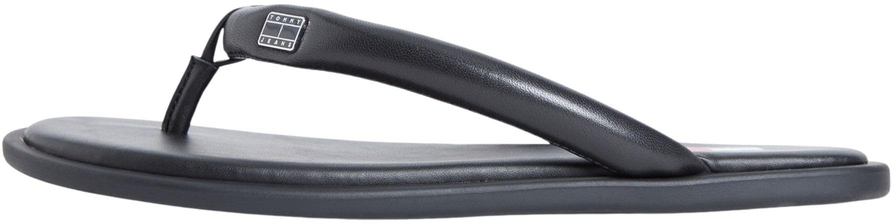 Tommy Jeans Chanclas Mujer Soft Padded de piel, Negro (Black), 41