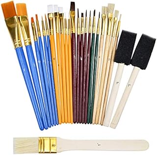 Paint Brush Set 25Pcs All Purpose Paintbrush Sets Paint Accessories with Sponge Foam Paint Brushes for Acrylic Painting,Watercolor,Oil Canvas Boards Adult Kids Artist Drawing Arts Crafts Supplies