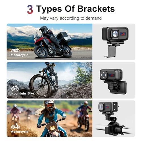 Image of YCV MT100 Motorcycle Bicycle Cycling Recorder, Motorcycle Dash Cam with 64GB SD Card, 2K HD Video Recording, Contains 3 Brackets, Suitable for Different Models