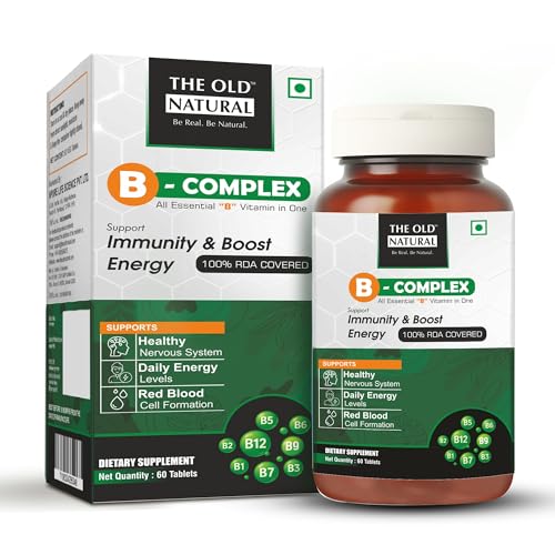 The Old Natural B-Complex Veg Tablets | All 8 Essential B Vitamins for Immunity, Energy & Nerve Health | Vitamin B Complex Supplements for Women & Men - 60 Vegetarian Tablets