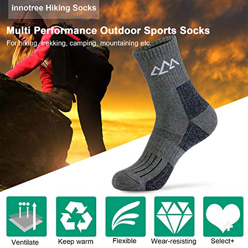 Innotree 3 Pack Men's Full Cushioned Hiking Walking Socks, Quarter Crew Socks #TOP5