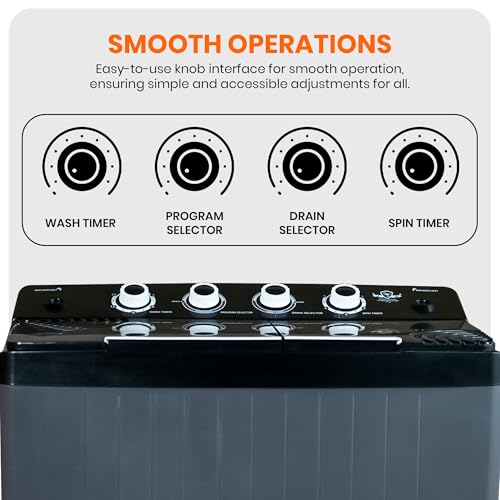 Image of Power Guard 7Kg Semi Automatic Top Loading Washing Machine (PG70WM-BKGY-OP-WW,Black Grey)