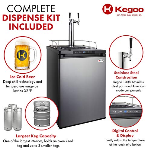 Kegco 3PK309SS-2 Kegerator, Dual Tap, Stainless Steel thumb #1