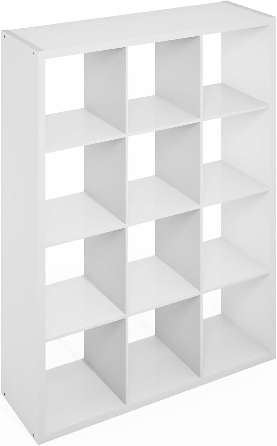 Furinno Simple Open Back Cube Storage Organizer, Standing Shelf, 12-Cube, White White 12-Cube