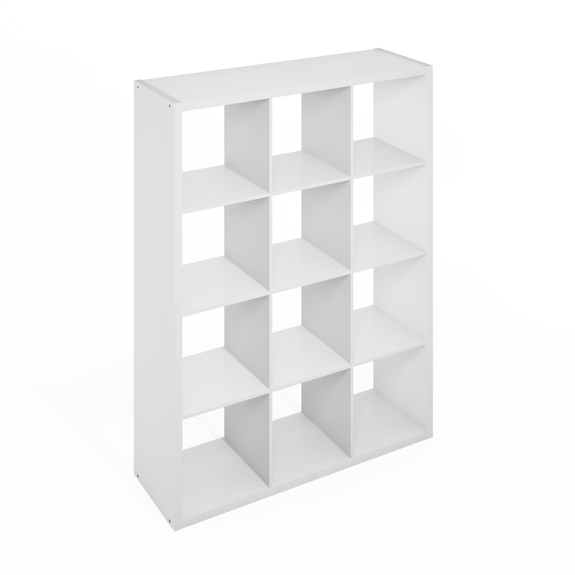 Furinno Simple Open Back Cube Storage Organizer, Standing Shelf, 12-Cube, White