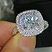 CHWLNJN Fashionable 925 Sterling Silver Shiny Full Diamond Ring Cushion Cut 4 Carat 5A Cubic Zirconia Ring Declaration Eternal Engagement Wedding Ring Ladies Luxury Jewelry Gift (9)