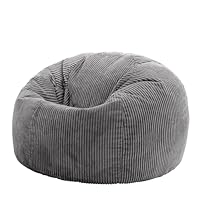 icon Kingston Cord Bean Bag, Charcoal Grey, Large Adult Bean Bag Chair with Filling Included, Comfy Chair, Living Room Furniture, Bedroom Furniture