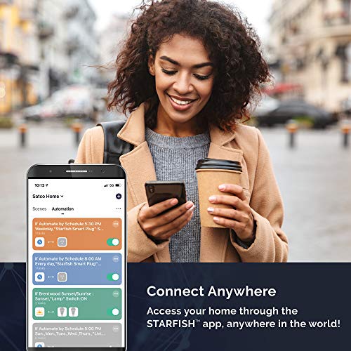 Outlets Satco S11266 Starfish On/Off WiFi Smart Plug Outlet, Works with Siri, Alexa, Google Assistant, SmartThings, White SmartThings Compatible Outlets Satco S11266 Starfish On/Off WiFi Smart Plug Outlet, Works with Siri, Alexa, Google Assistant, SmartThings, White SmartThings Compatible