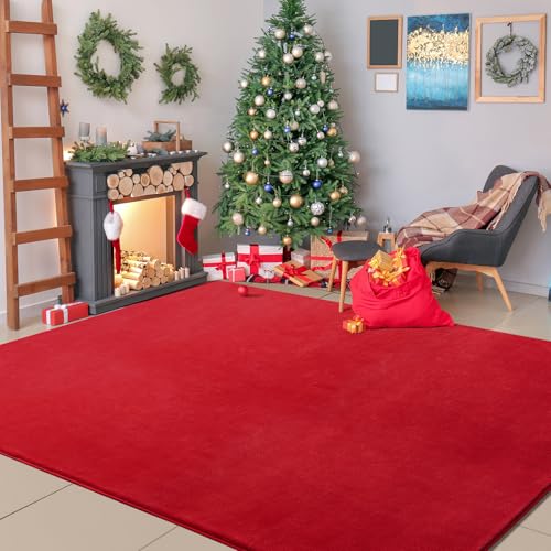 Alfombra Softlife roja antideslizante 6x9 pies suave y lavable miniatura 3