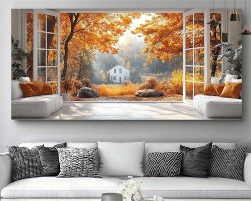 Kit Complet Broderie Diamant Arbre 5D : Tableau Strass Canevas Débutant 40x120cm