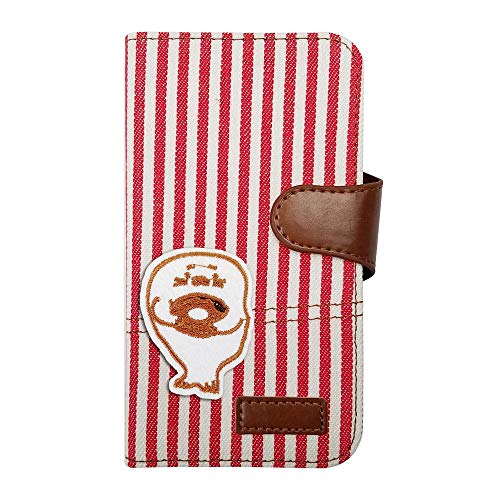 【moimoikka】 iPhone 17Pro アイフォン17プロ 対応 ケース 手帳型 アザラシ 動物 キャラクター かわいい あざらし アニマル ヒッコリー(レッド) ワッペン 刺繍 生地 布 ファブリック カード収納 フリップ カバー スマートフォ