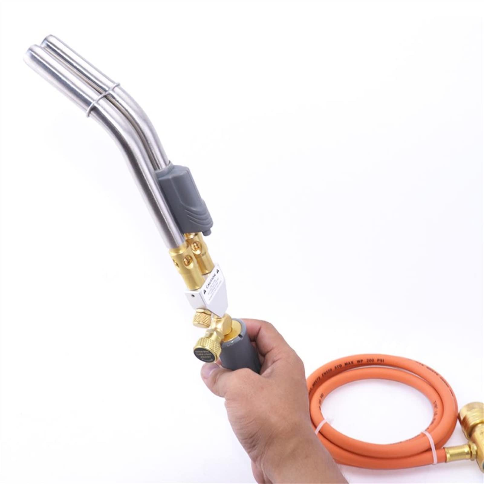Torche double tubes de 1,5 m pour brasage, soudure, HVAC, plomberie, torche à gaz, pointes de soudage, support de chalumeau, kit d'accessoires